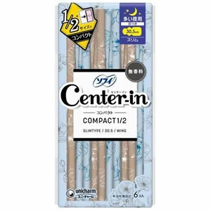 ユニ・チャーム ソフィ センターイン コンパクト 1/2 多い夜用 無香料 羽つき 30.5cm 6コ入 4903111321438