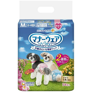 ユニ・チャーム マナーウェア 女の子用 Mサイズ 小-中型犬用 34枚 4520699686492 ※パッケージ・デザイン変更の可能性あり