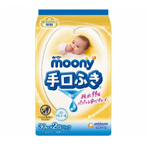 ユニ・チャーム ムーニー おでかけキレイ 手口ふき(30枚×2、60枚入) 4903111160273