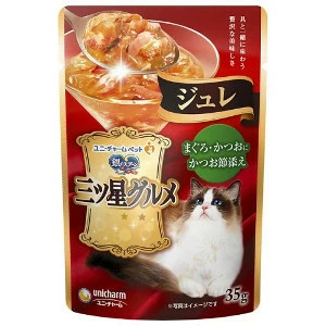 ユニ・チャーム 銀のスプーン 三ツ星グルメ パウチ ジュレ まぐろ・かつおにかつお節添え 35g 4520699621738