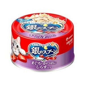 ユニ・チャーム 銀のスプーン 缶 まぐろ・かつおにしらす入り 70g