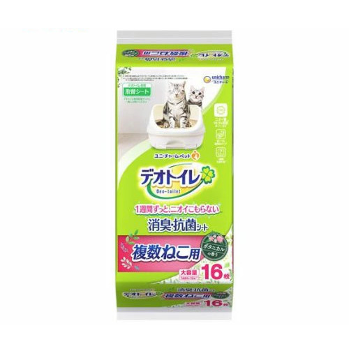 ユニ・チャームペット デオトイレ 複数ねこ用 ふんわり香る消臭・抗菌シート ボタニカルの香り(16枚) 4520699052891